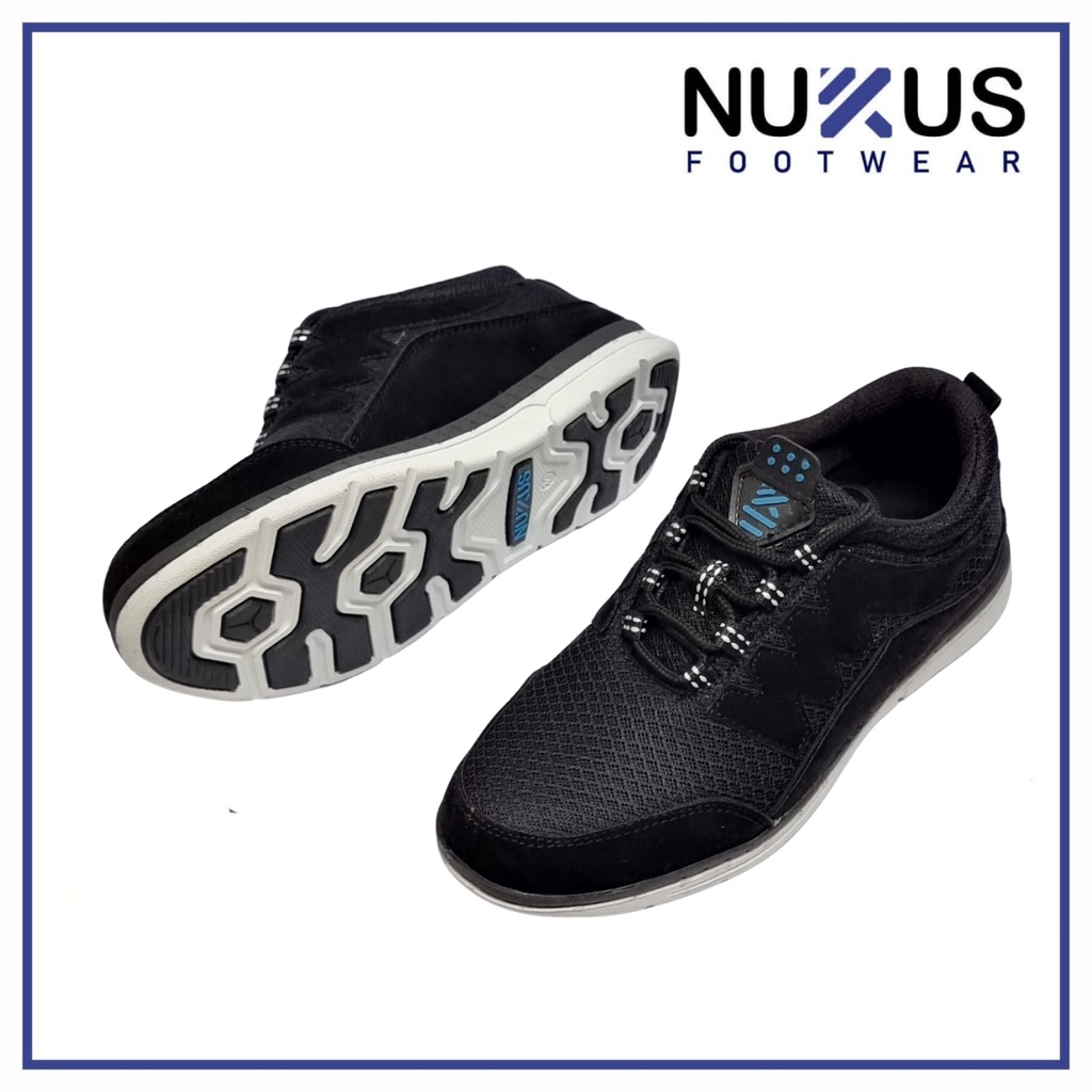 Nukus Sepatu Kets Running Pria Hitam dan Hitam Putih - NKTM 01 GB