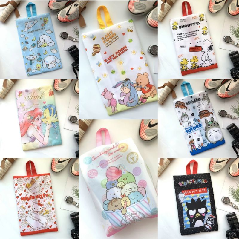 Tas Sepatu Snoopy Ariel Toy Story Stitch LTS Cinnamoroll Badtzmaru Pompompourin