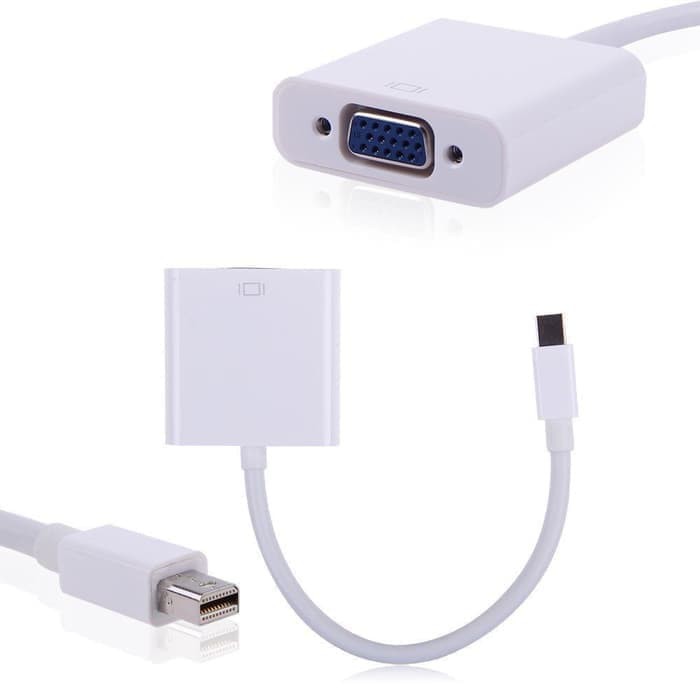 Mini DP Display Port Male Thunderbolt to VGA Female Adapter - Putih