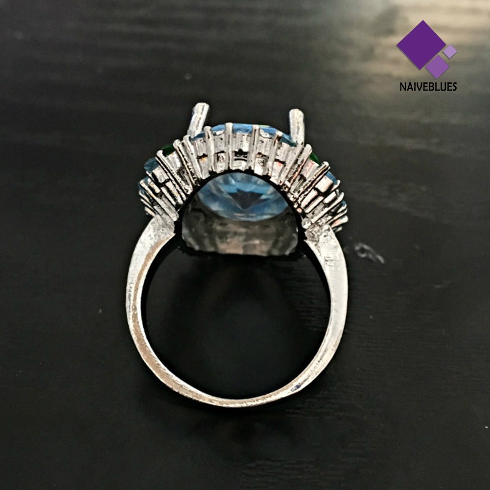 Naiveblue Cincin Wanita Hias Zamrud Aquamarine Imitasi Untuk Pesta Pernikahan