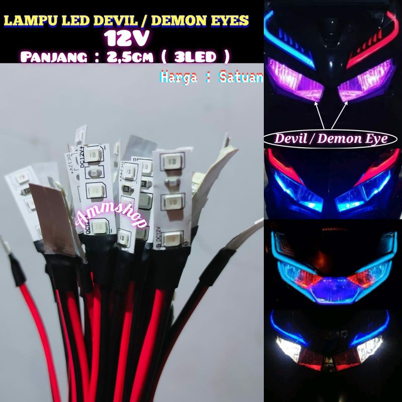 LAMPU LED DEMON EYES 2,5cm 12V 3LED ANGEL EYES MOTOR 12V