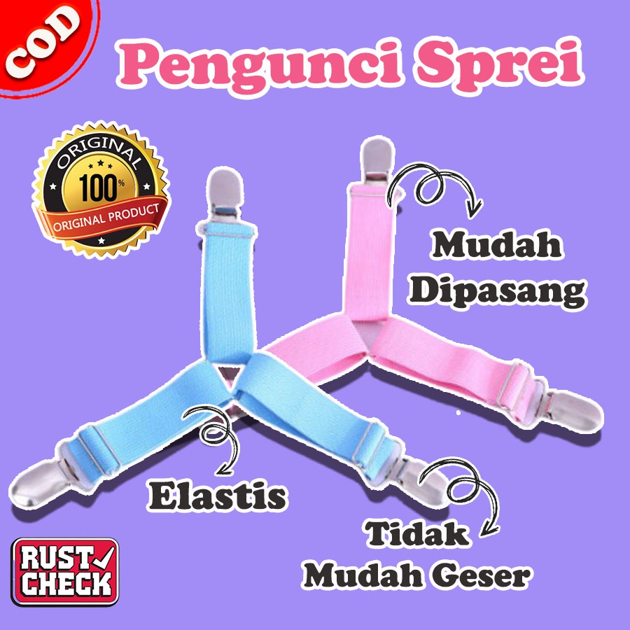 Cover Kait Ujung Siku Seprei Serbaguna Mattress Jepit Sprei Pengait Sarung Kasur Tali Sisi Besi Segi