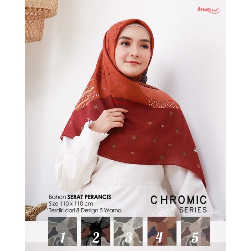 HIJAB JILBAB SEGIEMPAT MOTIF AZZURA CHROMIC