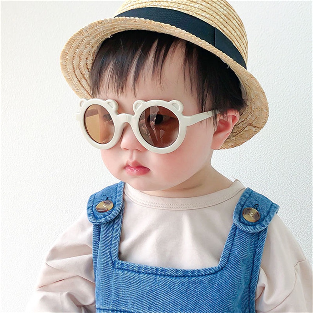 6 Colors Round Frame Bear Children's Sunglasses Cute Candy Color Children's Photo Glasses Trend Baby Sunglasses