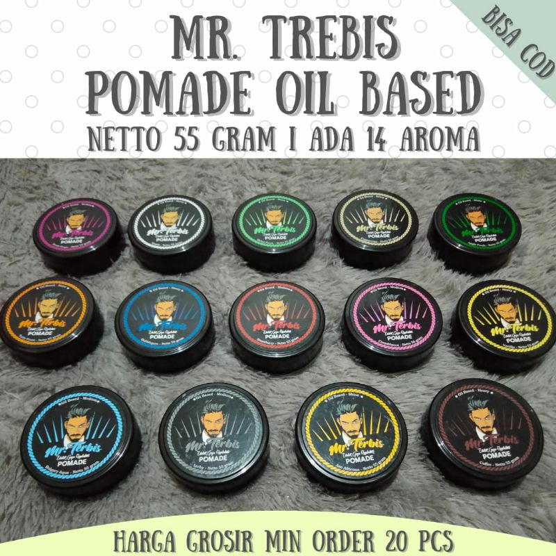 Grosir COD Pomade Oil Based Mr Trebis Minimal Order 20 Pcs Free Sisir 5 Pcs