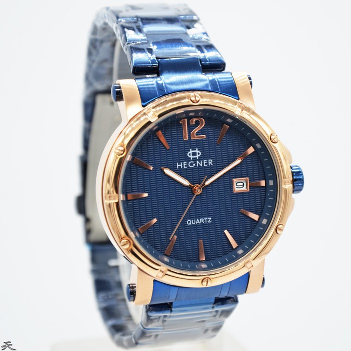 HEGNER 431-1MBR - JAM TANGAN PRIA ORIGINAL - BLUE ROSEGOLD