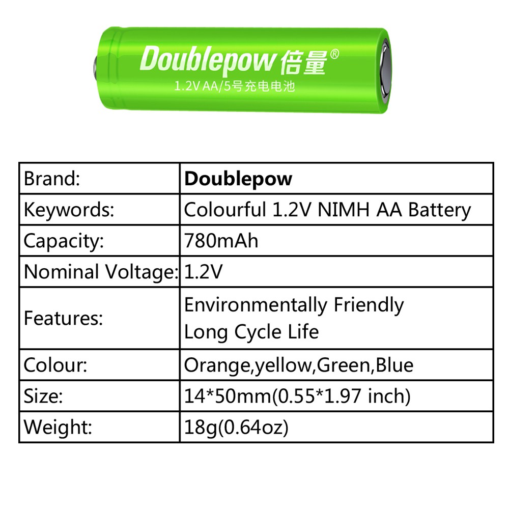 Baterai Cas Ni-MH AA Rechargeable 1.2V 780mAh 4 PCS - Mix Color / Rechargeable Battery