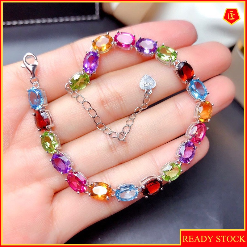 [Ready Stock]Colored Gemstone Bracelet Special-Interest Design