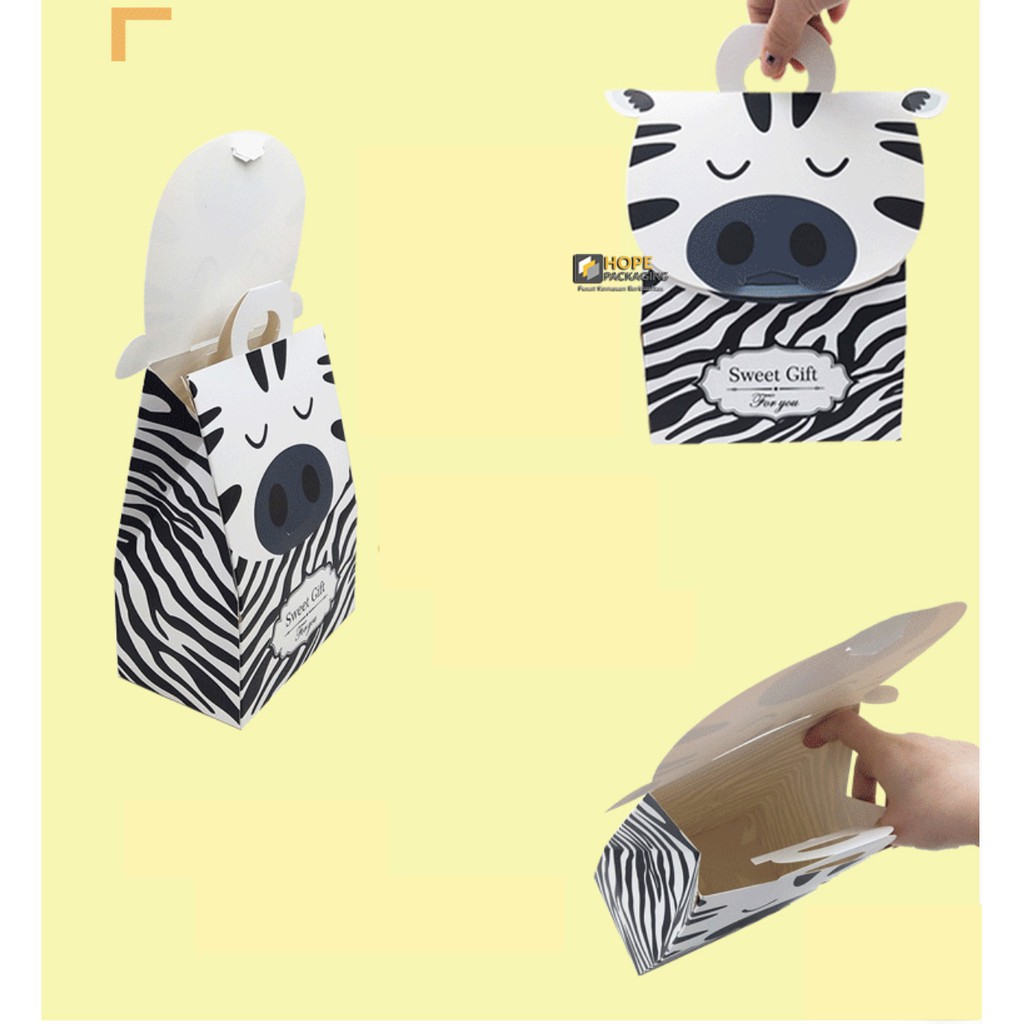 [ 3 PCS ] Sale Murah Paper Box Ultah Kids Bentuk Tas Gift Box animal Souvenir Dus Hadiah Snack Kue / hadiah anak karakter hewan / box gift bayi box baby / new born