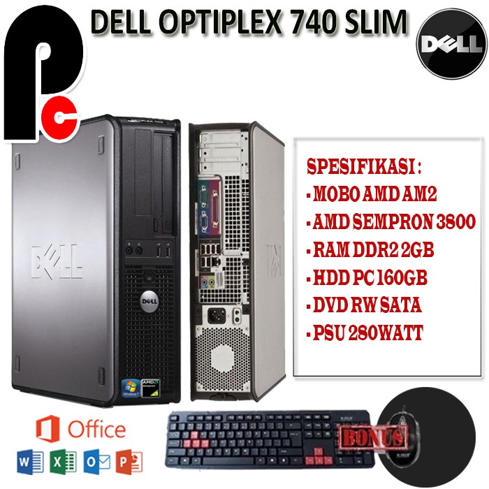 PC Komputer Built Up Dell OptiPlex 740 SLIM AMD Bonus keyboard Mouse