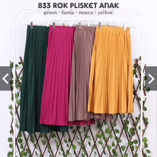 BD ANAK  833.A - ROK PLISKET REMPEL PANJANG MAYUNG HYGET FLARE MURAH POLOS CANTIK GROSIR BAWAHAN