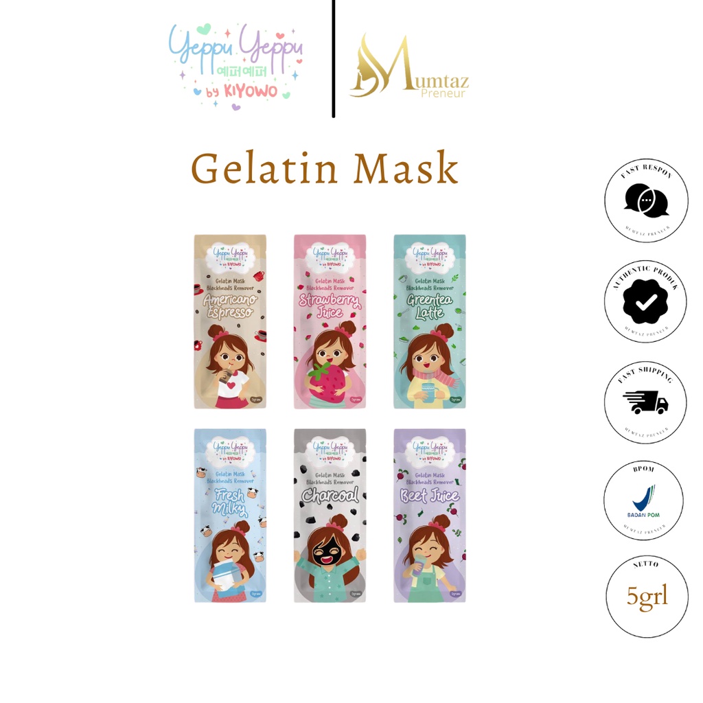 YEPU YEPU BY KIYOWO MASKER KOMEDO GELATIN YEPU YEPU BY KIYOWO 5GRAM SKINCARE BPOM TERLARIS TERMURAH 