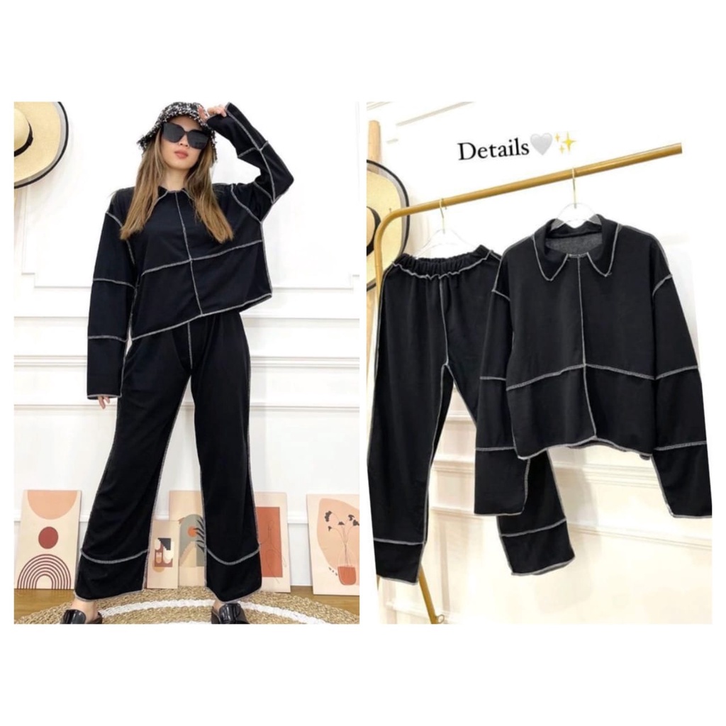 JKFashion - ZEC Set  Crop Stick Balik / Setelan Crop Morena / Pakaian Jahitan Kebalik / Onet Set Dai