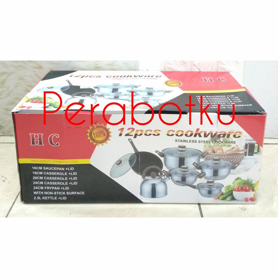 Panci Set Teko Stenlis 12 Pcs Happy Call HC-69 / Stainless Steel Cookware Set