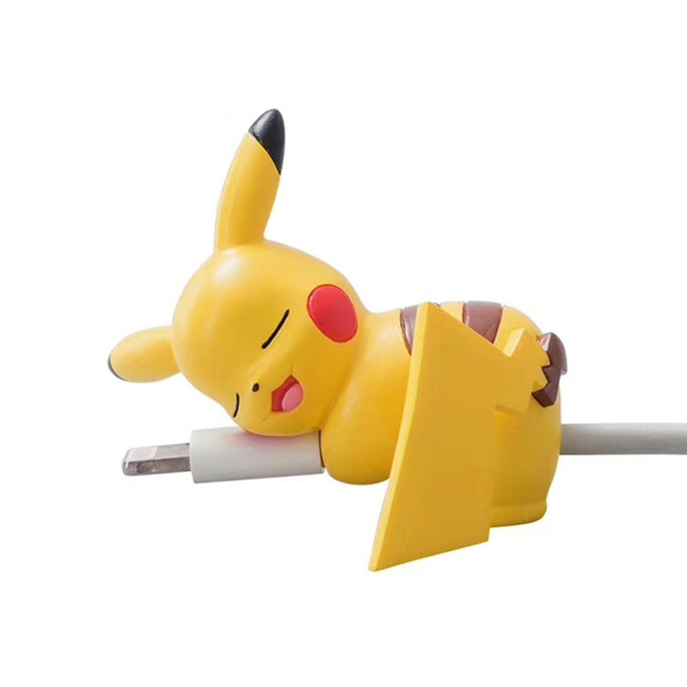 QUINTON Mobile Phone Cables USB Cable Winder Cartoon USB Protective Case Pikachu Cable Protector Pocket Pokemon Universal Cute Bite Cosplay Accessory for Phone Earphone Data Cable Cover/Multicolor