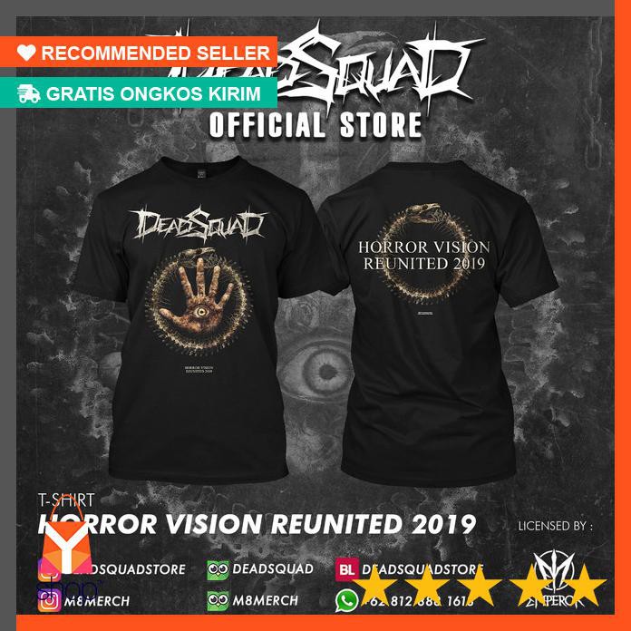 CUCI GUDANG  Tshirt DeadSquad Horror Vision Reunited 2019 - Hitam, XL