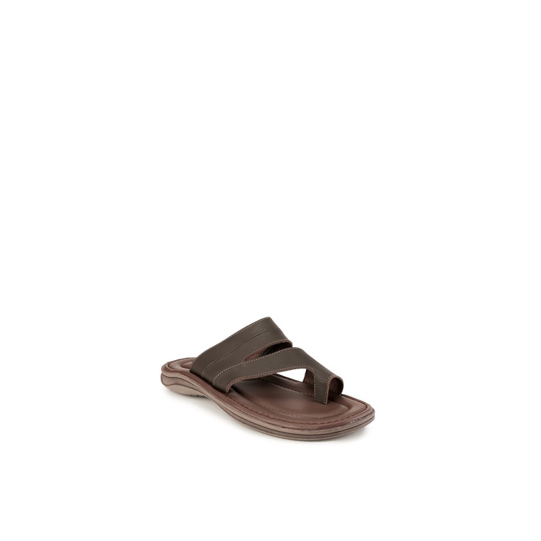 SANDAL SLIDE KULIT ANDRE VALENTINO PRIA ORIGINAL CASUAL COKLAT AVM07