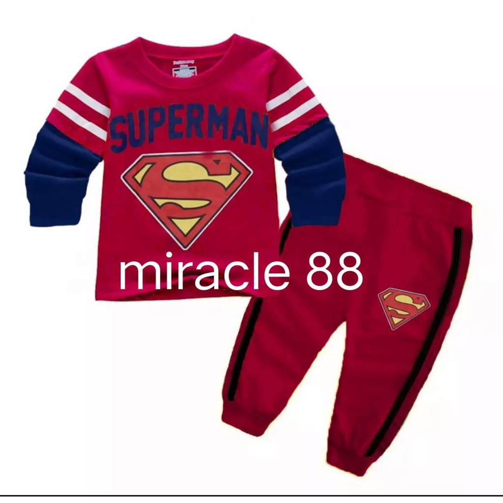 STELAN ANAK FLECEE SUPERMAN/STELAN ANAK LAKI LAKI 1-5 TAHUN SETELAN SWEATER ANAK LAKI-LAKI 1-5 TAHUN SWEATER MOTIF SUPERMAN KEREN DAN TRENDY