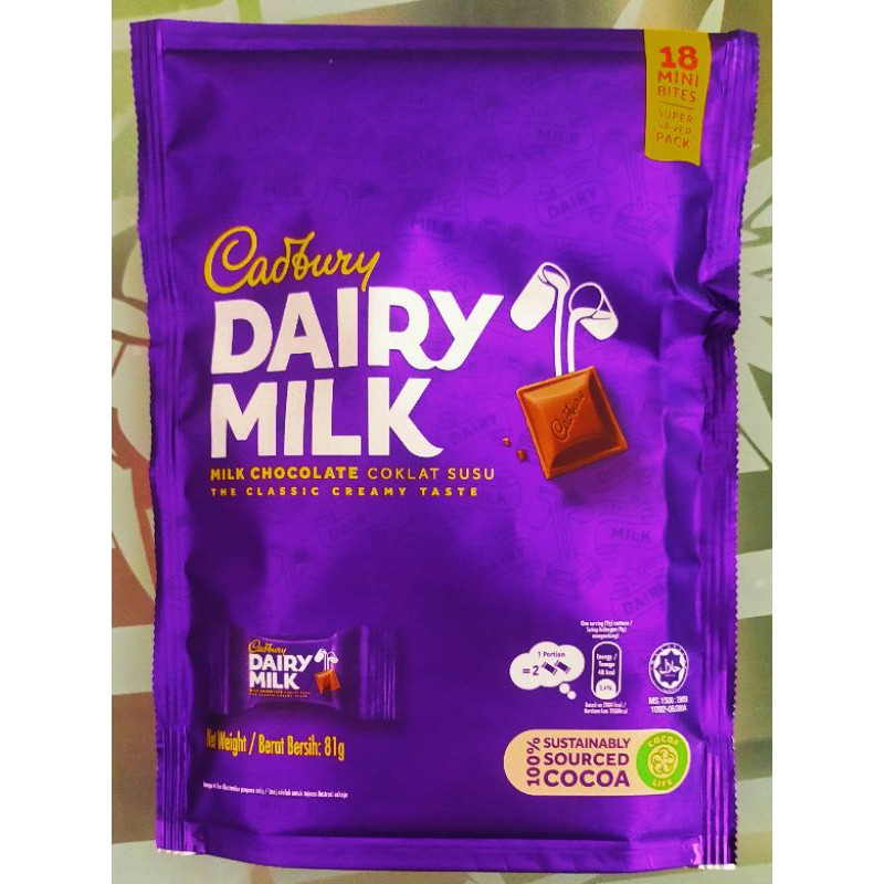 

Coklat Cadbury Dairy Milk ( 18 Mini )