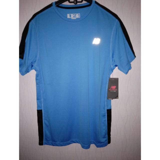 Original 100 % Kaos running training NewBalance Men Athletic NB DRY Reflective Shirt Blue