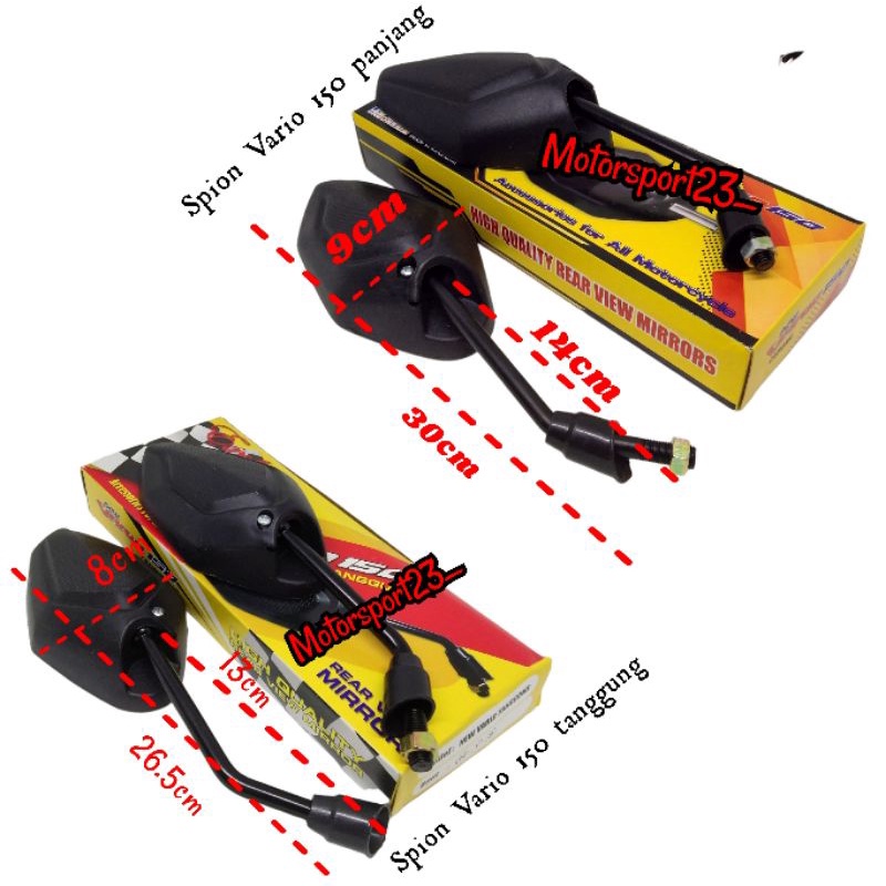 Spion Vario 150 Gagang panjang dan tanggung Spion Vario 150 Standart Spion Vario Variasi Model Stand