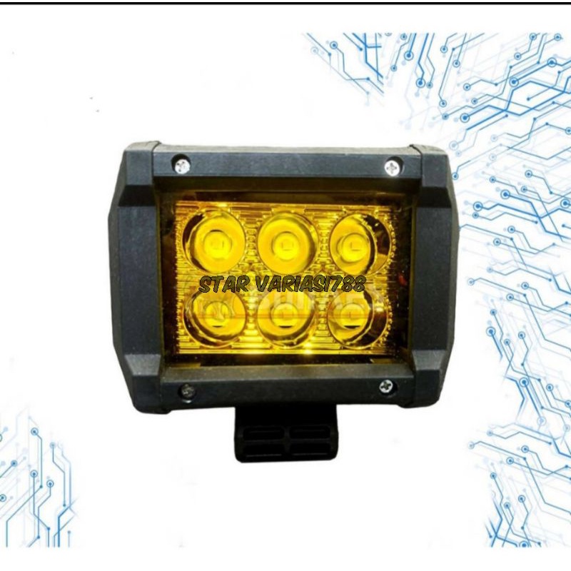 Lampu tembak 6 mata led lampu tembak sorot 6 titik kotak 6 sisi cree 18 w