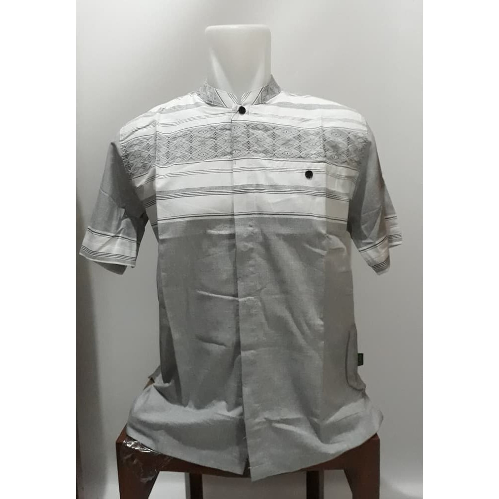 Baju Kemeja Koko Dewasa Al Fadla Premium Bagus Putih Navy Dongker