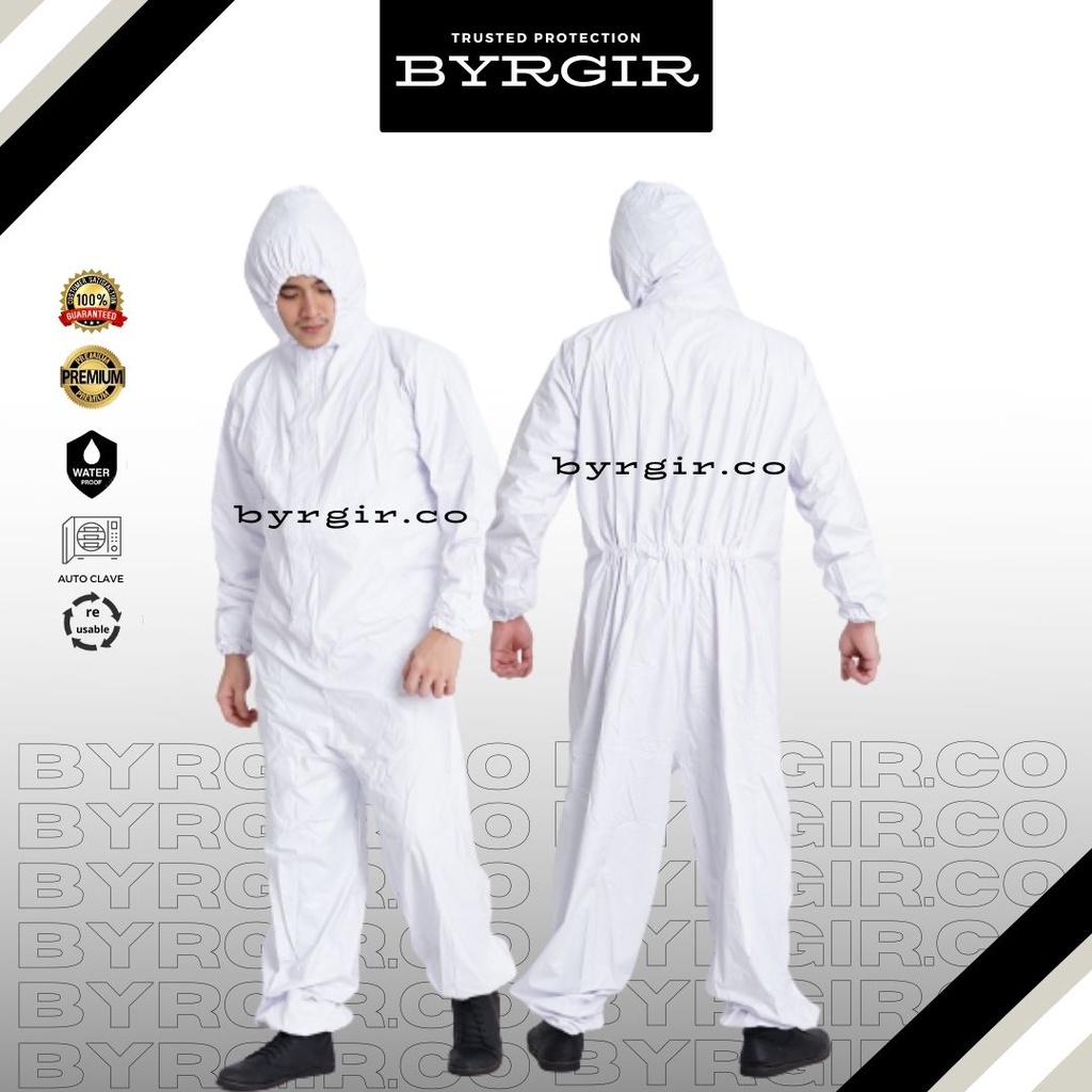 BYRGIR Reusable Coverall Hazmat Suit Baju Jubah APD Anti Virus Medis Bisa Dicuci PVC Izin Kemenkes