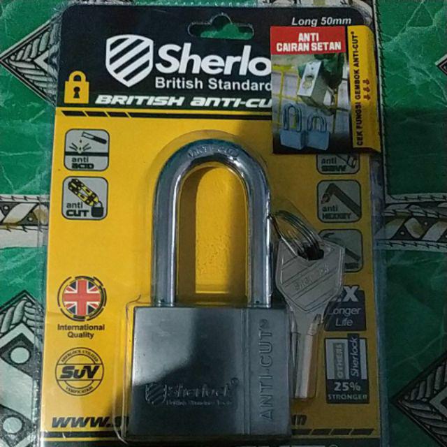 Sherlock Elliot Domestic Gembok Perisai Baja ( 53 Mm Panjang ) Silver