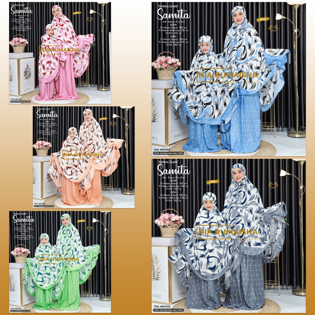 MUKENA COUPLE IBU & ANAK PLUS TAS ~ BAHAN RAYON PREMIUM ~ SAMITA ORI NIA RUMAISHA