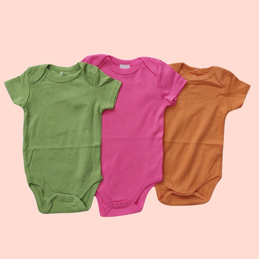 Jumper Baju Bayi Lengan Pendek POLOS Impor 0 - 6 Bulan / 6 - 12 Bulan Import Murah Terbaru Baby Todd
