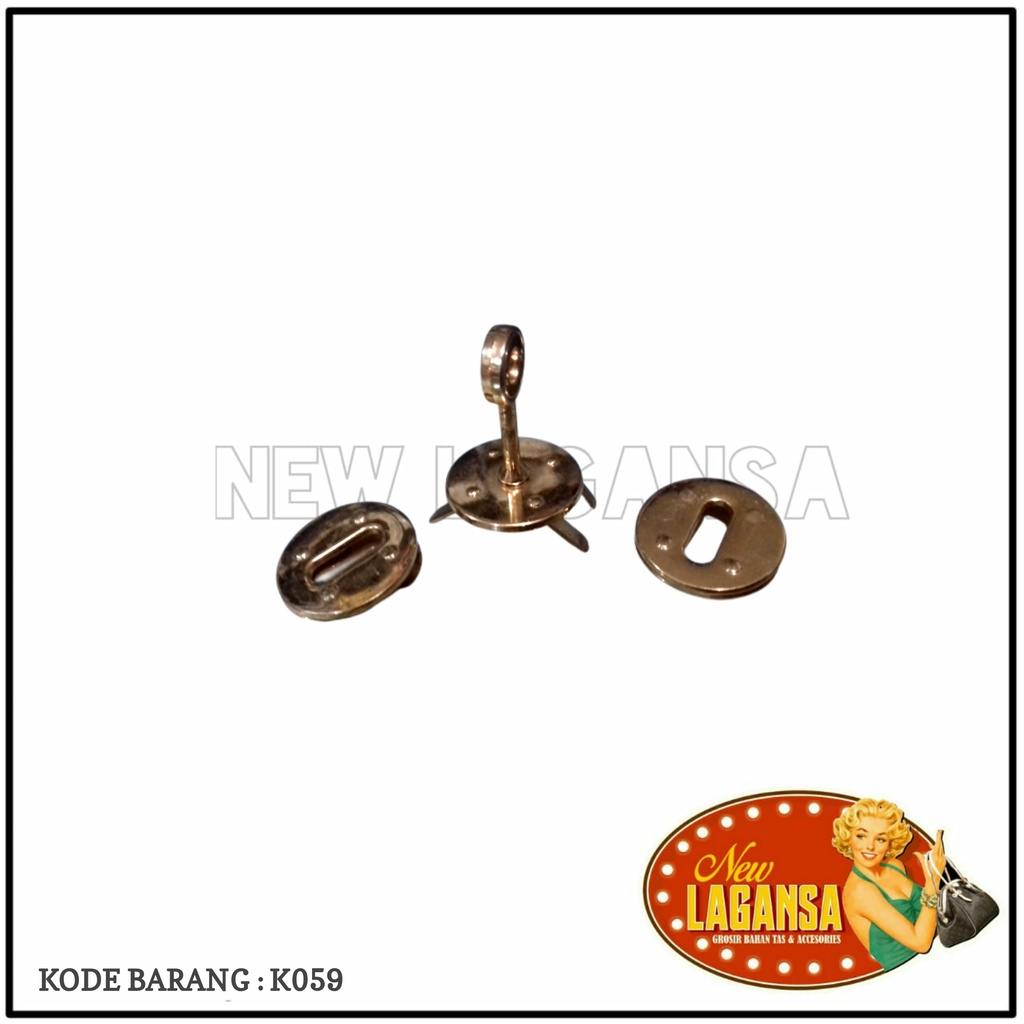 (K059) Kunci Putar Hermes Bulat - AKSESORIS TAS & DOMPET WANITA FASHION IMPORT