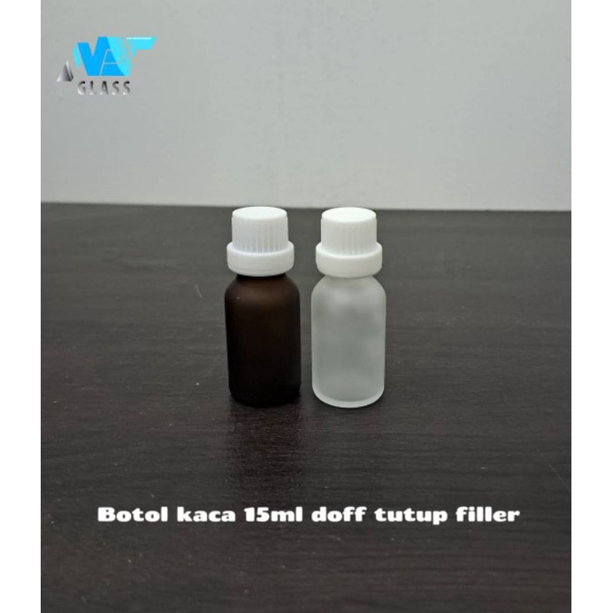 botol kaca 15ml doff tutup filler putih / botol essential oil 15ml