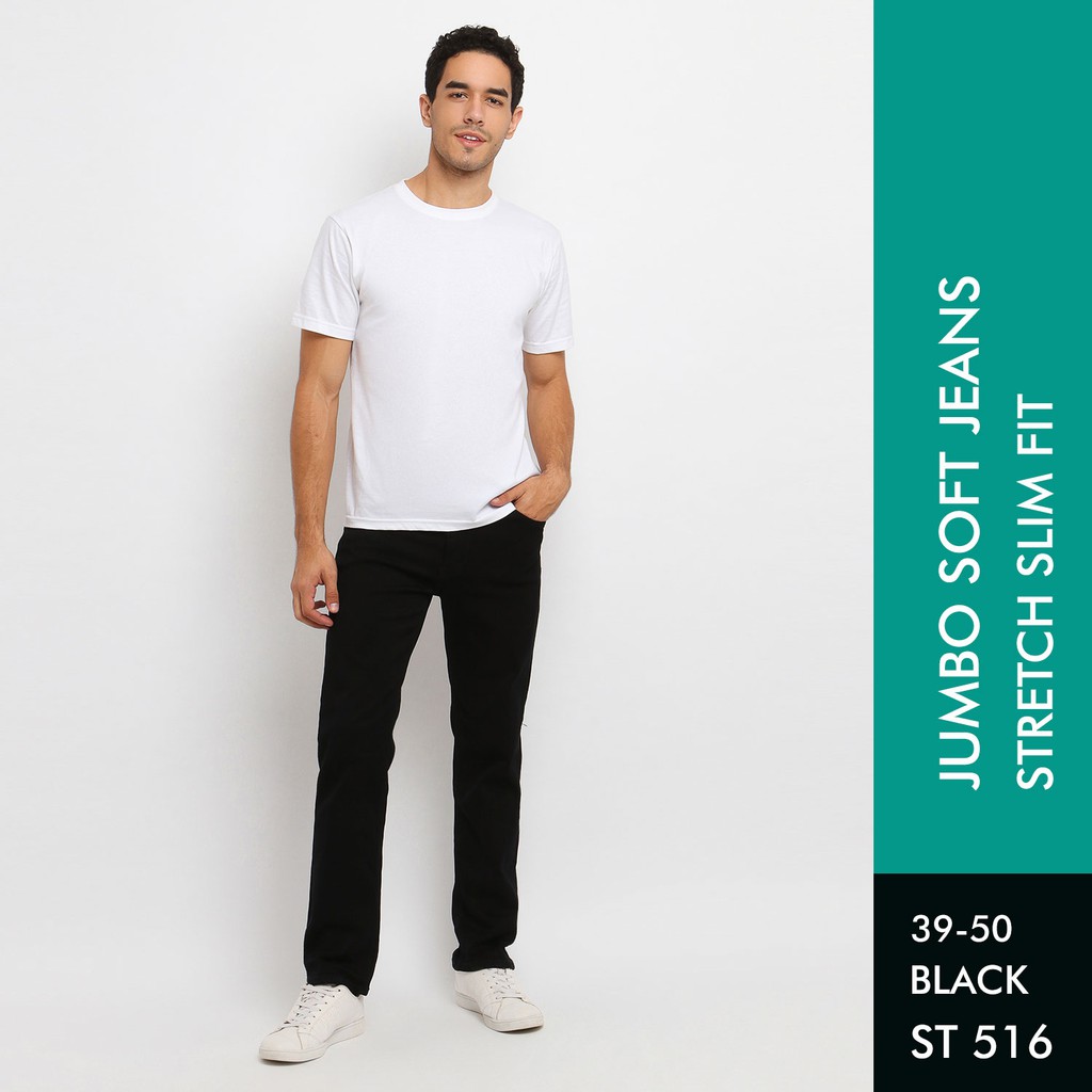 Jumbo L&G Elengie Celana Jeans Pria ST 516 Stretch Slim Fit Washed Premium 12.5 OZ