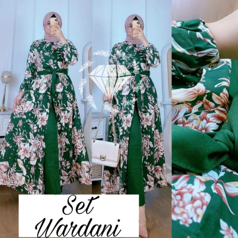 SET CELANA WARDANI BUNGA, MONALISA PREMIUM, GAMIS HIJAB MUSLIM, SETELAN