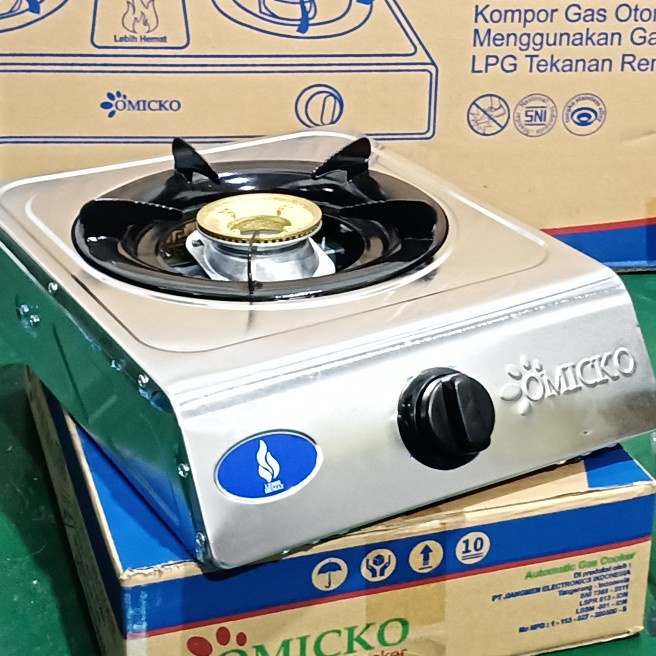 Kompor Gas Progas Omico / Kompor Gas Praktis Satu Tungku / Alat Masak Minimalis / Kompor Gas Stainless Steel