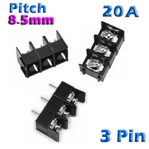 Terminal PCB Blok Block Pitch 8.5mm 3 Pin Skrup Screw PCB Blok 3P Pole 8.5 KF8500 Dudukan Konektor Kabel 3P Hitam