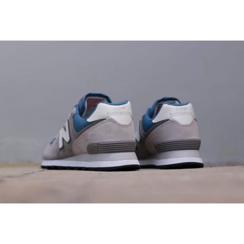 Sepatu Sneakers Casual Pria New Bal*nce 574 Grey Blue Original