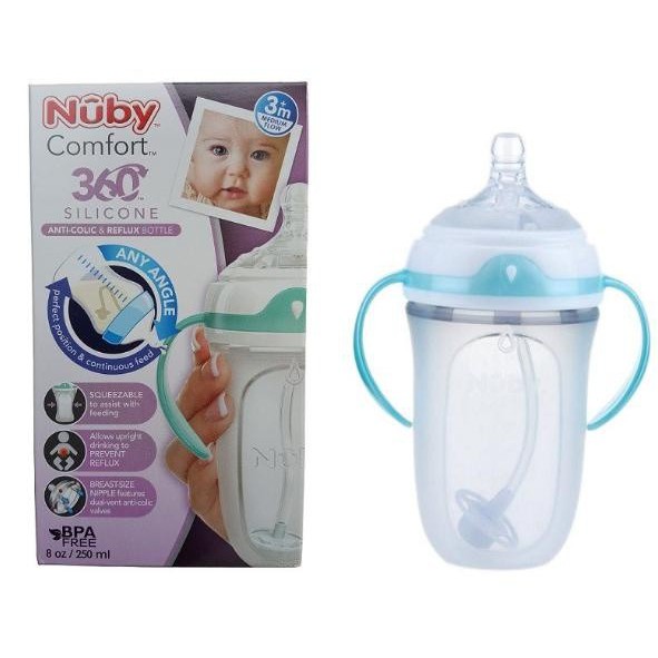 NUBY COMFORT BOTTLE SILICONE WITH MED FLOW 250ML 113869
