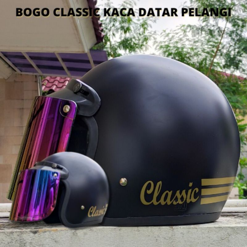 Helm bogo retro classic hitam doff, Helm bogo dewasa SNI, Helm bogo retro classic dewasa cewek dan c
