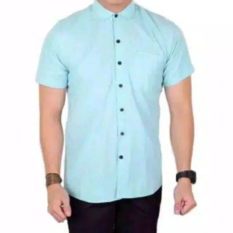 KEMEJA PRIA BOYI TOP MAN LENGAN PENDEK KASUAL FORMAL KERJA PUTIH HITAM NAVY GREY WARNA WHITE