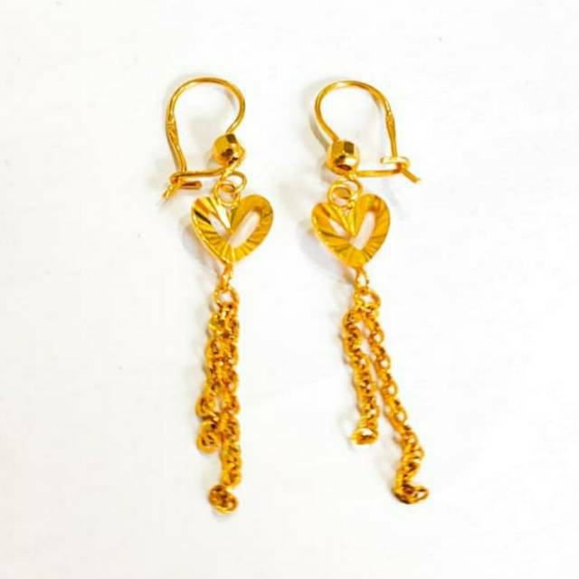 Anting Dollar Panjang Emas asli