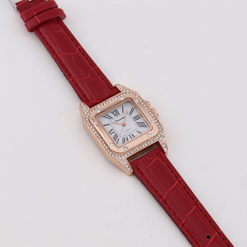 Jam Tangan Quartz Analog Wanita Tampilan RETRO BENTUK KOTAK -Tali Kulit PU-Jam Tangan Wanita