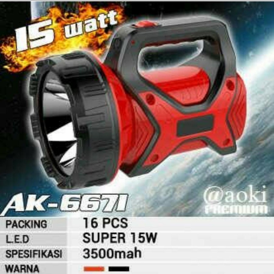 AOKI AK 6671 SENTER LED JUMBO PREMIUM CAHAYA PUTIH SENTER AOKI ORI