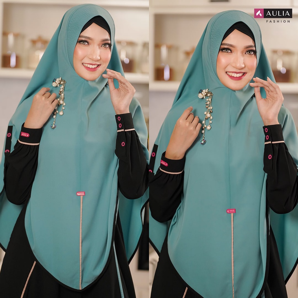 SET GAMIS AULIA NEW AZALEA BLACK JUNGLE GREEN FASHION DRESS BAJU BUSANA MUSLIM WANITA DEWASA BUSUI S