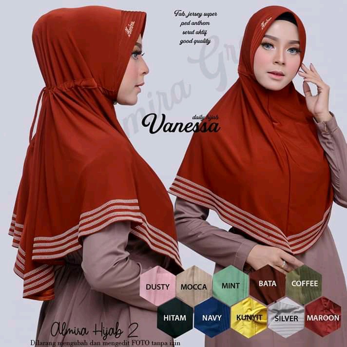 Kerudung Instan-Kerudung Serut -VANESA SERUT OVERDEK seri warna MOCCA ( ON MODEL )