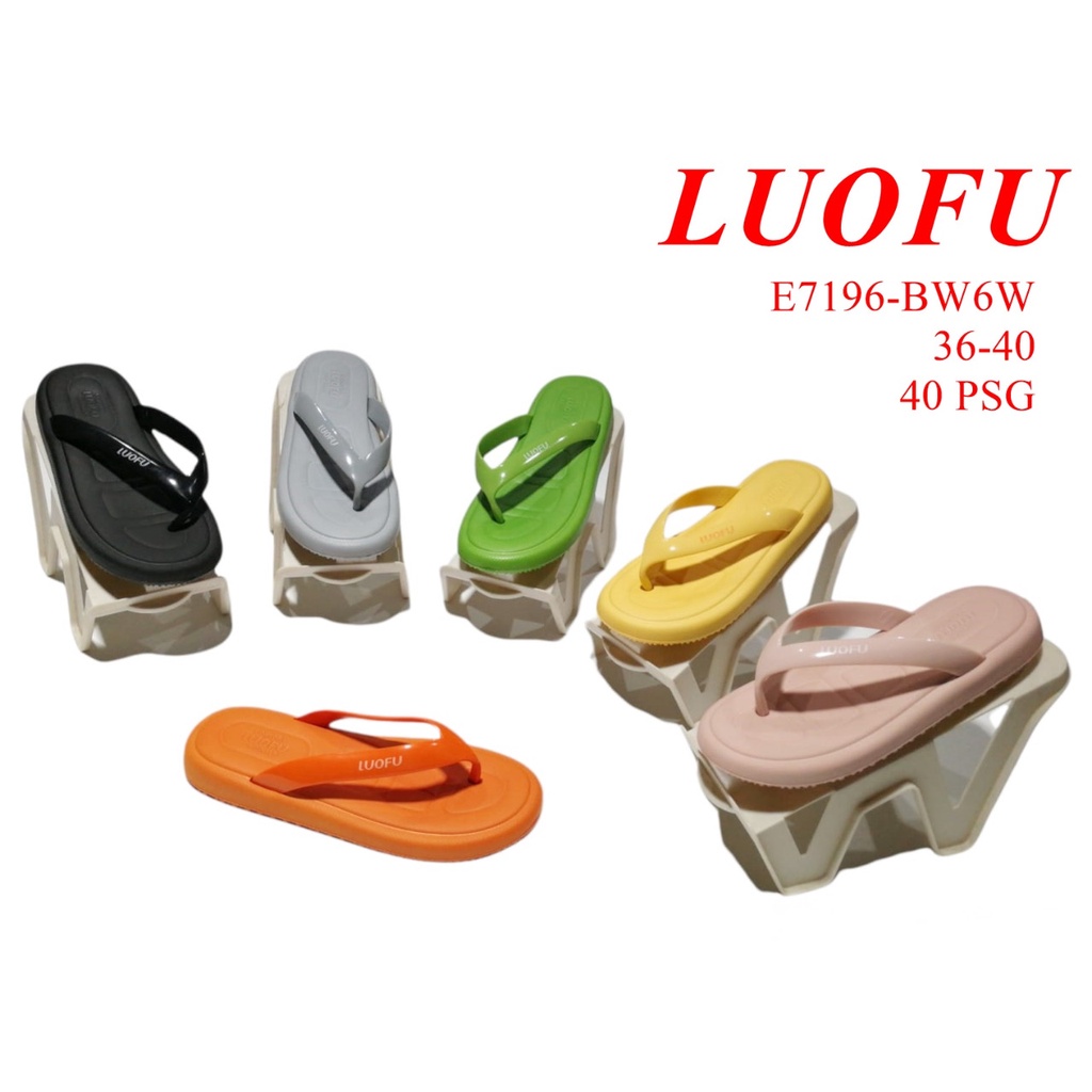 SANDAL JEPIT WANITA KARET LUOFU (E7196-BW)