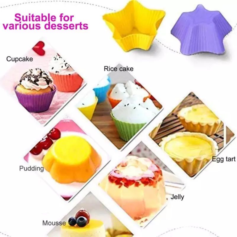 Termurah 12pcs Cake Silikon Mold Cetakan Kue Silikon Tahan Panas Silikon Cake