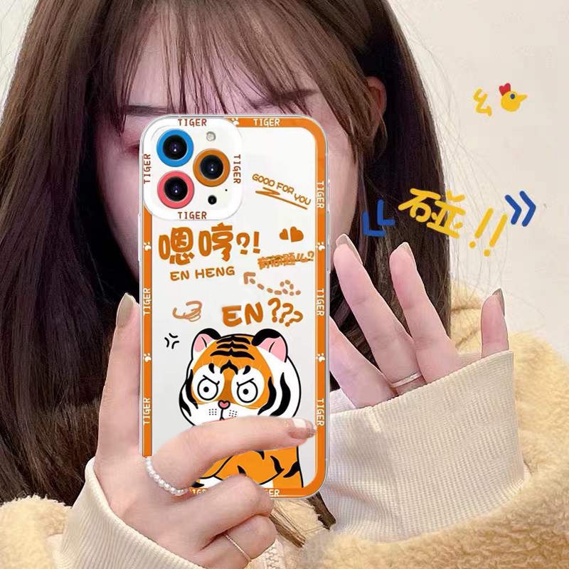 Soft Case Silikon TPU Transparan Motif Harimau Untuk IPhone 13 12 Mini 11 Pro X XR XS Max SE 2020 6 6S 7 8 Plus