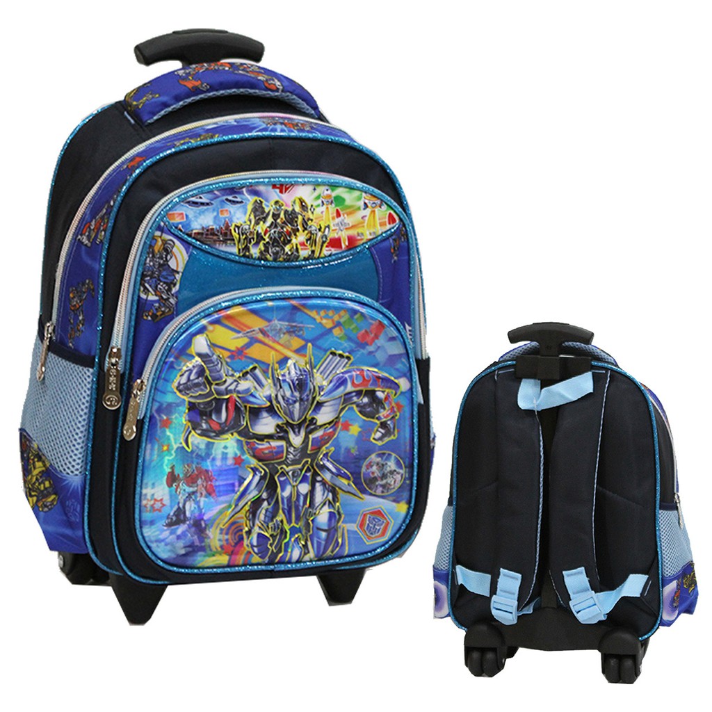 TAS anak sekolah Trolley TK Import - Transformers 5D Timbul Hologram 3 Kantung perempuan & laki laki